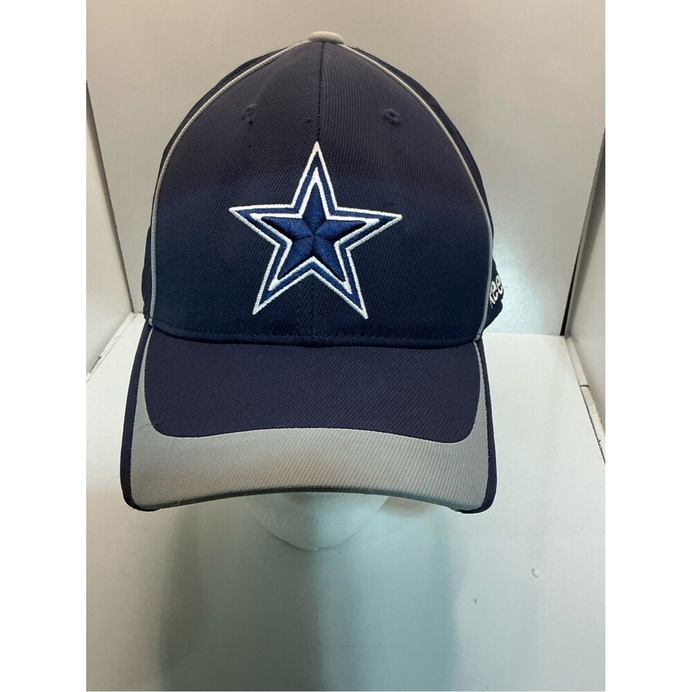 Reebok Dallas Cowboys NFL Team Apparel Navy Gray FlexFit Hat S/M Cap